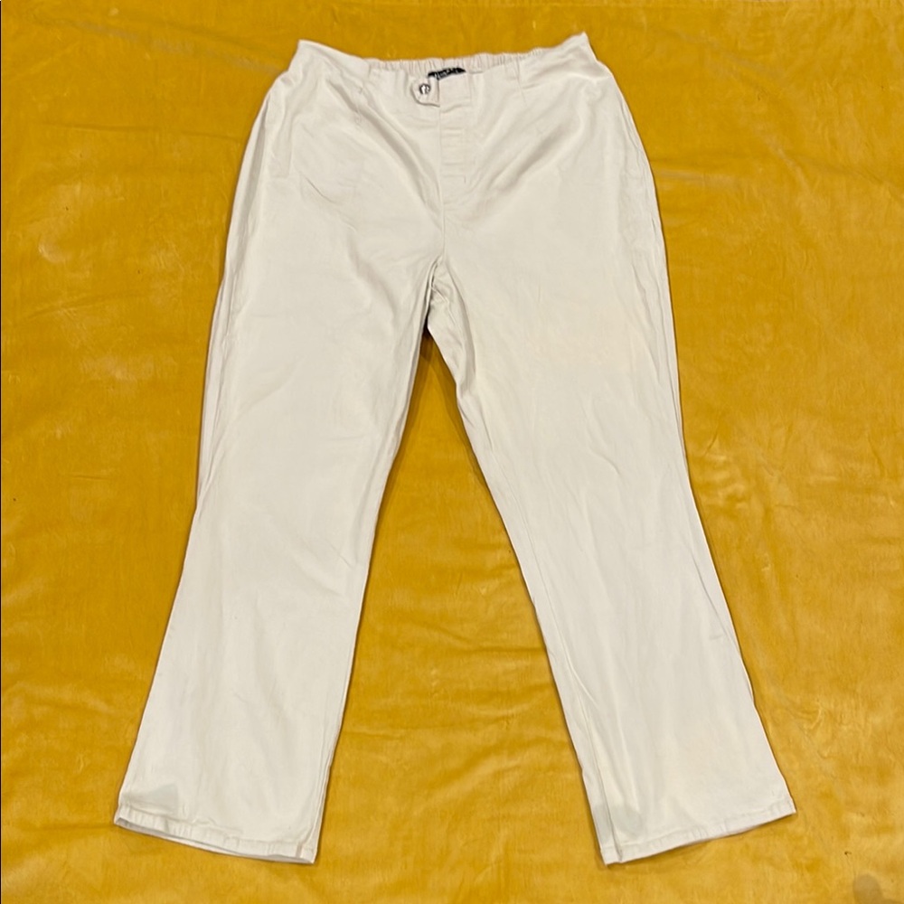 Denim&Co Cream Straight Leg Pants